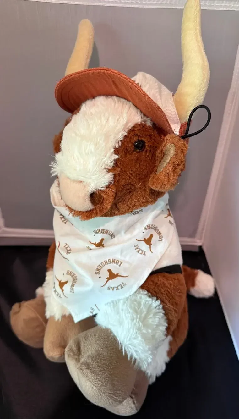 Build A Bear University Of Texas Longhorn Mascot Cow 18” Plush Hat Shirt Bandana